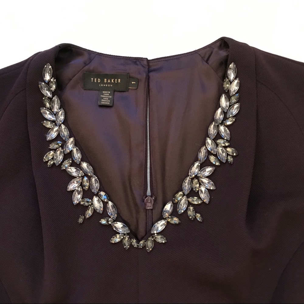 Ted Baker Nuada plum playsuit Romper! Size 1! Stunning crystal neckline! - Picture 4 of 7